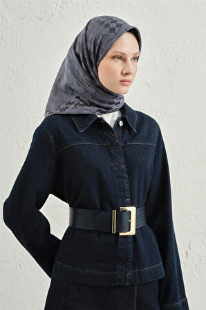 İpek Pamuk Dama Eşarp - 4464