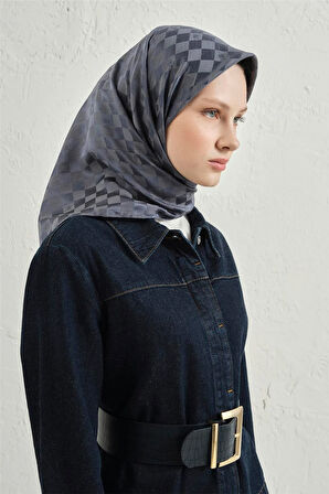 İpek Pamuk Dama Eşarp - 4464