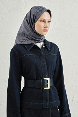 İpek Pamuk Dama Eşarp - 4464