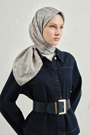 İpek Pamuk Dama Eşarp - 4464