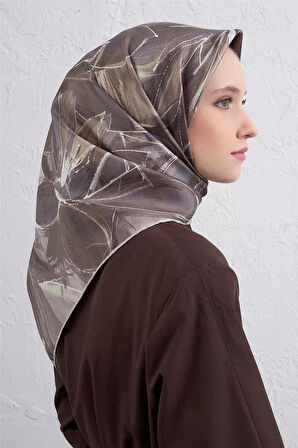 Armine Sura Saf İpek Eşarp 9406 - 85 Vizon Karışık Desen