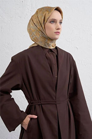 Armine Tivil Saf İpek Eşarp 9421 - 05 Sarı Etnik Desen