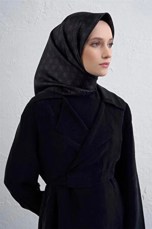 Armine Sura Saf İpek Eşarp 9412 - 85 Siyah Karışık Desen