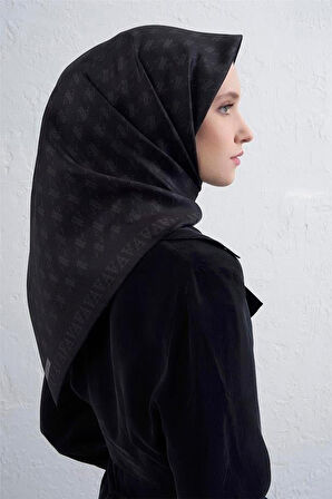 Armine Sura Saf İpek Eşarp 9412 - 85 Siyah Karışık Desen
