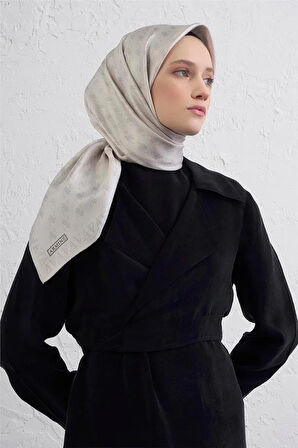 Armine Sura Saf İpek Eşarp 9412 - 86 Krem Karışık Desen