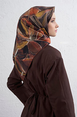 Armine Tivil Saf İpek Eşarp 9406 - 80 Kırmızı Karışık Desen