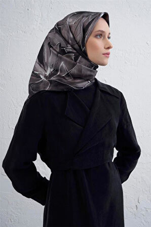 Armine Sura Saf İpek Eşarp 9406 - 59 Siyah Karışık Desen
