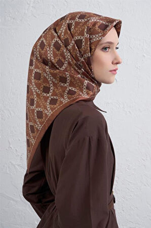 Armine Sura Saf İpek Eşarp 9410 - 37 Taba Karışık Desen