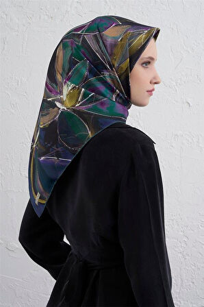 Armine Tivil Saf İpek Eşarp 9406 - 84 Mor Karışık Desen