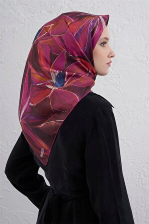 Armine Tivil Saf İpek Eşarp 9406 - 51 Pembe Karışık Desen