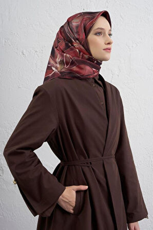 Armine Tivil Saf İpek Eşarp 9406 - 81 Bordo Karışık Desen