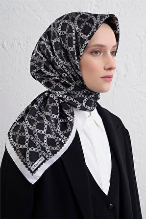 Armine Sura Saf İpek Eşarp 9410 - 89 Siyah Karışık Desen