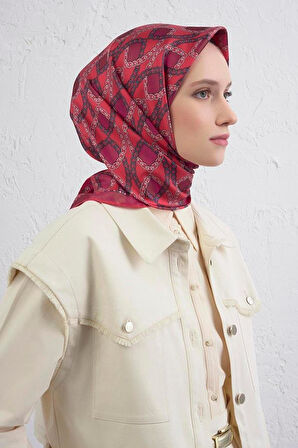 Armine Sura Saf İpek Eşarp 9410 - 86 Pembe Karışık Desen