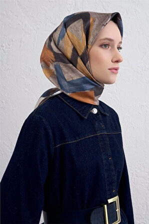 Armine Tivil Saf İpek Eşarp 9413 - 01 Krem Karışık Desen