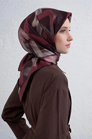 Armine Tivil Saf İpek Eşarp 9413 - 81 Bordo Karışık Desen