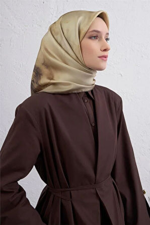 Armine Sura Saf İpek Eşarp 9426 - 54 Yeşil Karışık Desen