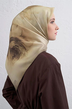 Armine Sura Saf İpek Eşarp 9426 - 54 Yeşil Karışık Desen