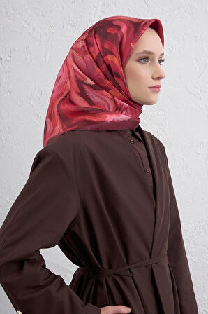 Armine Tivil Saf İpek Eşarp 9423 - 07 Bordo Karışık Desen