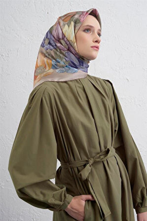 Armine Sura Saf İpek Eşarp 9403 - 07 Vizon Karışık Desen