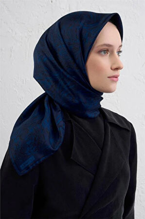 Armine Tivil Saf İpek Eşarp 9431 - 03 Mavi Karışık Desen
