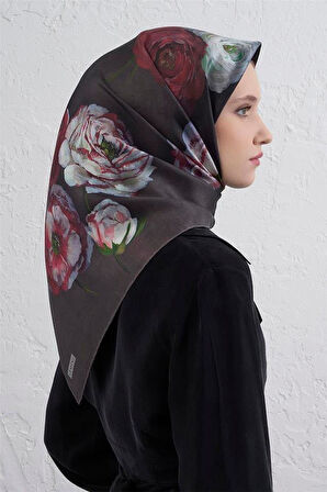 Armine Tivil Saf İpek Eşarp 9419 - 85 Füme Karışık Desen