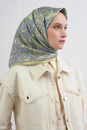 Armine Tivil Saf İpek Eşarp 9421 - 83 Sarı Karışık Desen 