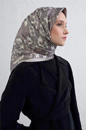 Armine Tivil Saf İpek Eşarp 9416 - 83 Krem Karışık Desen