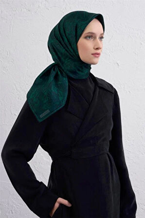 Armine Sura Saf İpek Eşarp 9431 - 06 Yeşil Karışık Desen