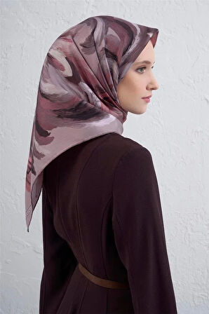 Armine Sura Saf İpek Eşarp 9423 - 87 Pembe Karışık Desen