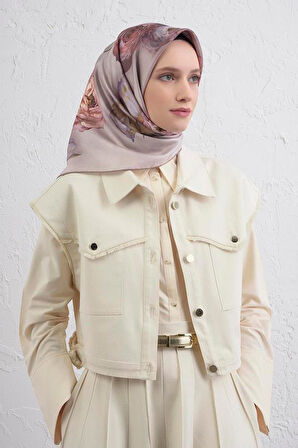 Armine Tivil Saf İpek Eşarp 9419 - 06 Gri Karışık Desen