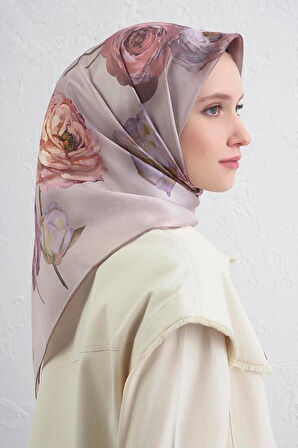 Armine Tivil Saf İpek Eşarp 9419 - 06 Gri Karışık Desen