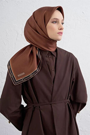 Armine Sura Saf İpek Eşarp 9401 - 38 Kiremit Karışık Desen