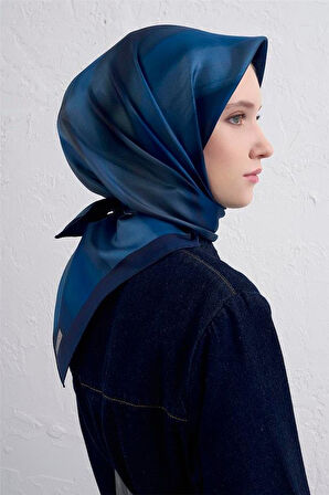 Armine Tivil Saf İpek Eşarp 9436 - 81 Mavi Karışık Desen