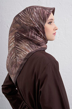 Armine Sura Saf İpek Eşarp 9430 - 36 Kahverengi Karışık Desen