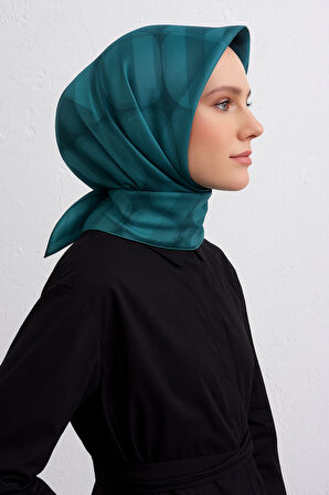 Armine Sura Saf İpek Eşarp 9402 - 33 Mavi Karışık Desen