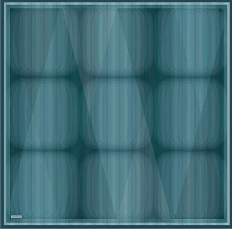 Armine Sura Saf İpek Eşarp 9402 - 33 Mavi Karışık Desen