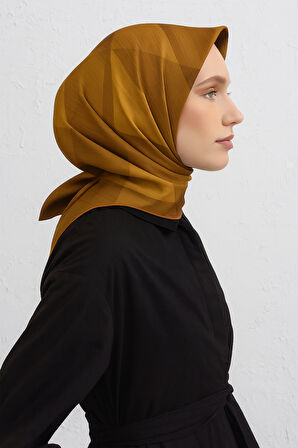 Armine Sura Saf İpek Eşarp 9402 - 34 Turuncu Karışık Desen