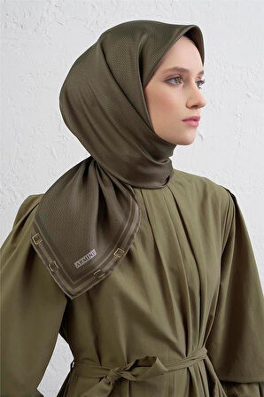 Armine Sura Saf İpek Eşarp 9401 - 50 Yeşil Karışık Desen