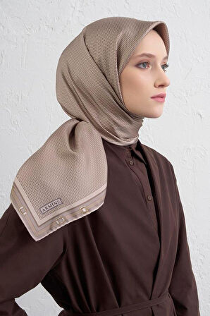 Armine Sura Saf İpek Eşarp 9401 - 05 Vizon Karışık Desen