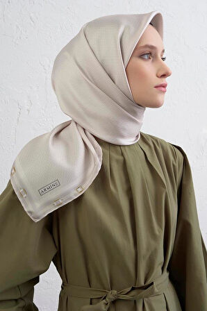 Armine Sura Saf İpek Eşarp 9401 - 85 Krem Karışık Desen