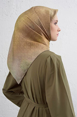 Armine Tivil Saf İpek Eşarp 9437 - 35 Yeşil Karışık Desen