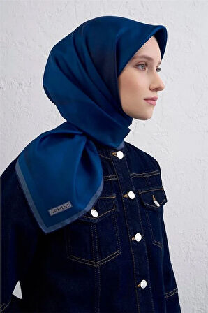 Armine Tivil Saf İpek Eşarp 9402 - 83 Mavi Karışık Desen