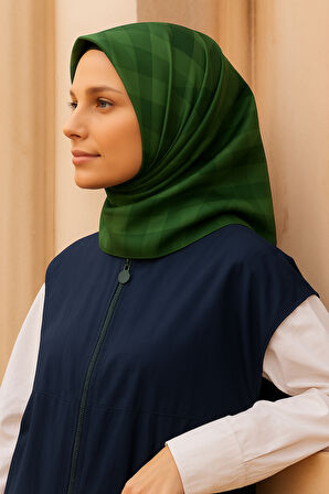 Armine Sura Saf İpek Eşarp 9402 - 36 Yeşil Karışık Desen
