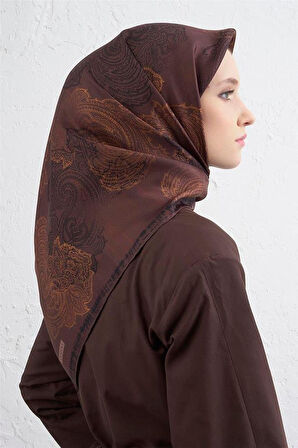 Armine Sura Saf İpek Eşarp 9428 - 80 Bordo Karışık Desen