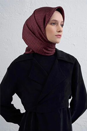Armine Tivil Saf İpek Eşarp 9440 - 56 Bordo Karışık Desen