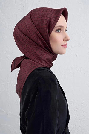 Armine Tivil Saf İpek Eşarp 9440 - 56 Bordo Karışık Desen