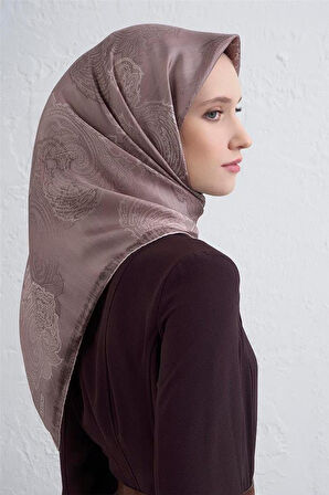 Armine Tivil Saf İpek Eşarp 9428 - 37 Vizon Karışık Desen