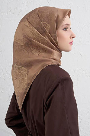 Armine Tivil Saf İpek Eşarp 9428 - 38 Krem Karışık Desen