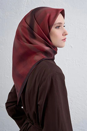Armine Tivil Saf İpek Eşarp 9436 - 80 Bordo Karışık Desen
