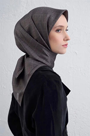 Armine Sura Saf İpek Eşarp 9440 - 60 Füme Puantiye Desen